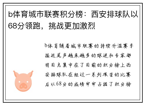 b体育城市联赛积分榜：西安排球队以68分领跑，挑战更加激烈